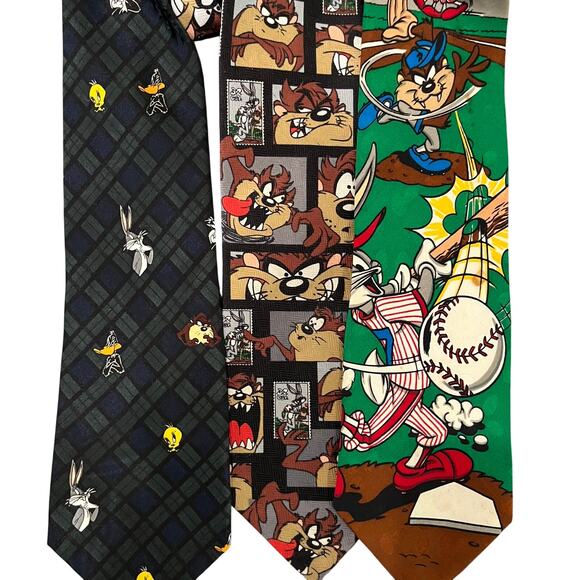 Vintage Looney Tunes Bugs Bunny Tazmanian Devil Men's Neck Ties Set (3) - Picture 5 of 5